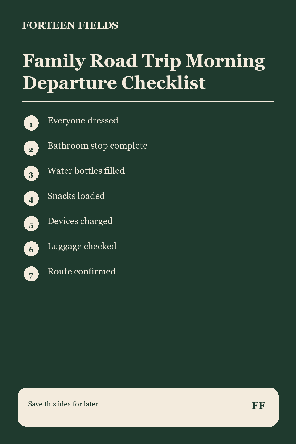 Family Road Trip Morning Departure Checklist